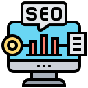monitor in cartoon style with SEO sign